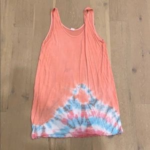 Blue and pink tie dye coverup